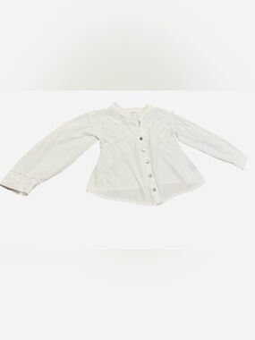 POL White Eyelet Button-Front Blouse